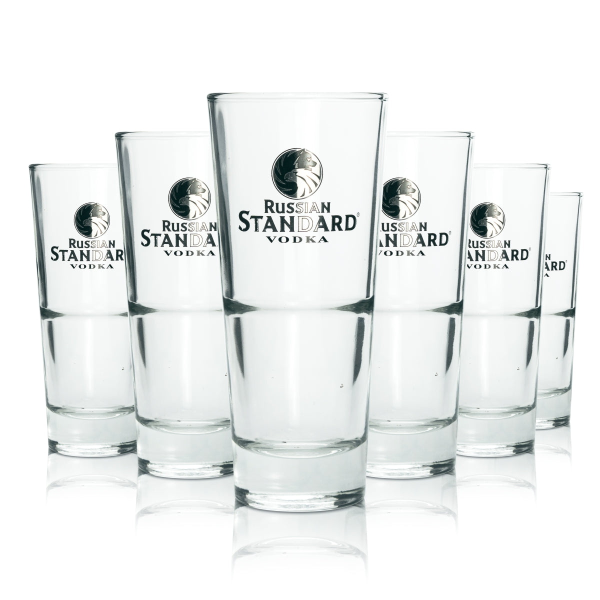 6 Russian Standard Glasses, 0.3 L, Long Drink/Cocktail Glasses, Stackable, for Restaurants and Bars