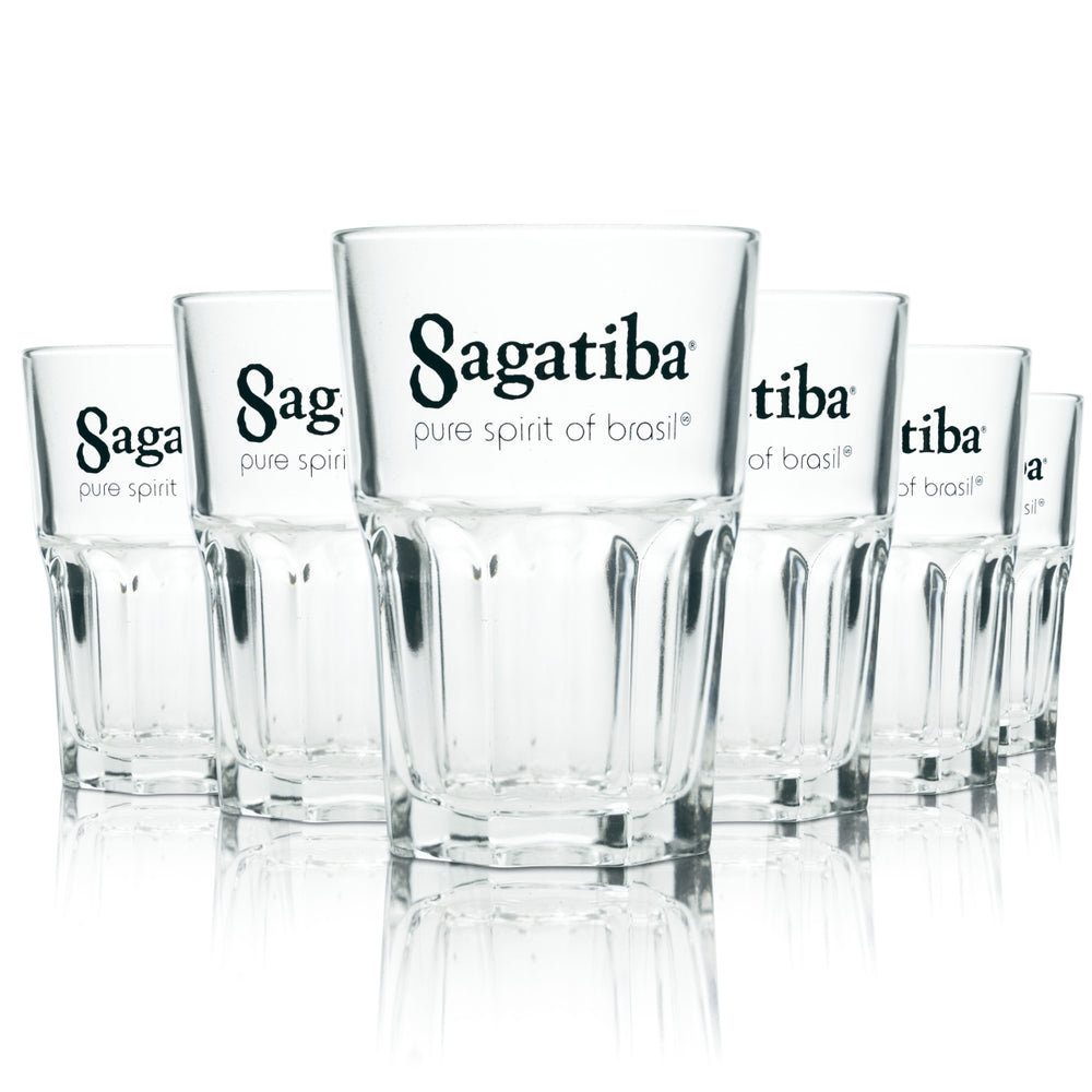 6x Sagatiba Glass 0.35l Long Drink Cocktail Cachaça Glasses Gastro Mojito Bar