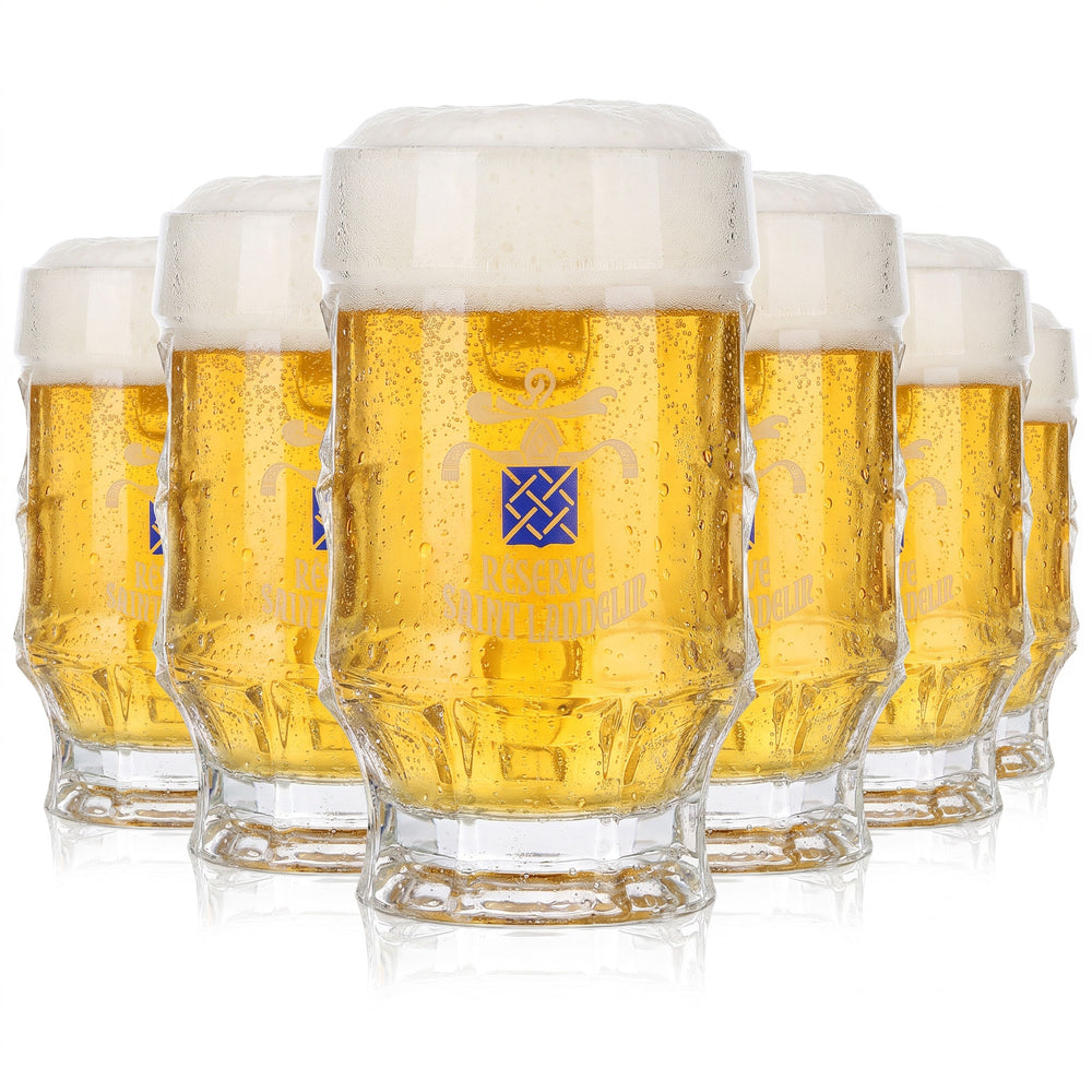 6 Saint Landelin Beer Glasses, 0.25 L, Beer Mug, White Lettering (Set of 6)