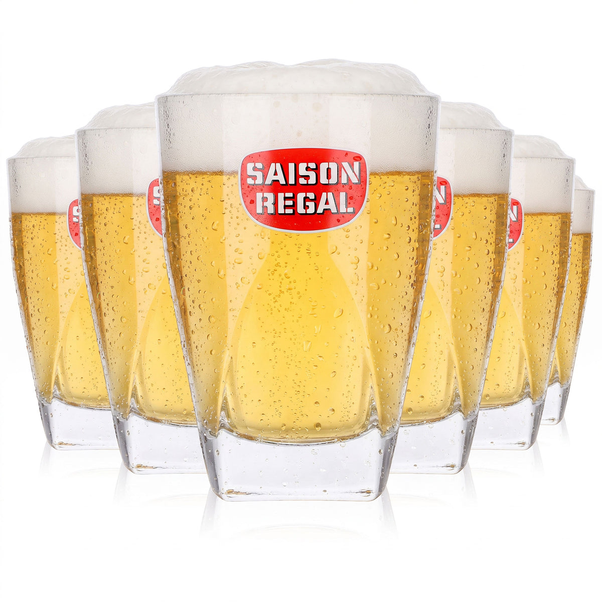 6-Pack Seasonal Beer Glasses, 0.36 L Tumblers with Square Base (Set of 6)