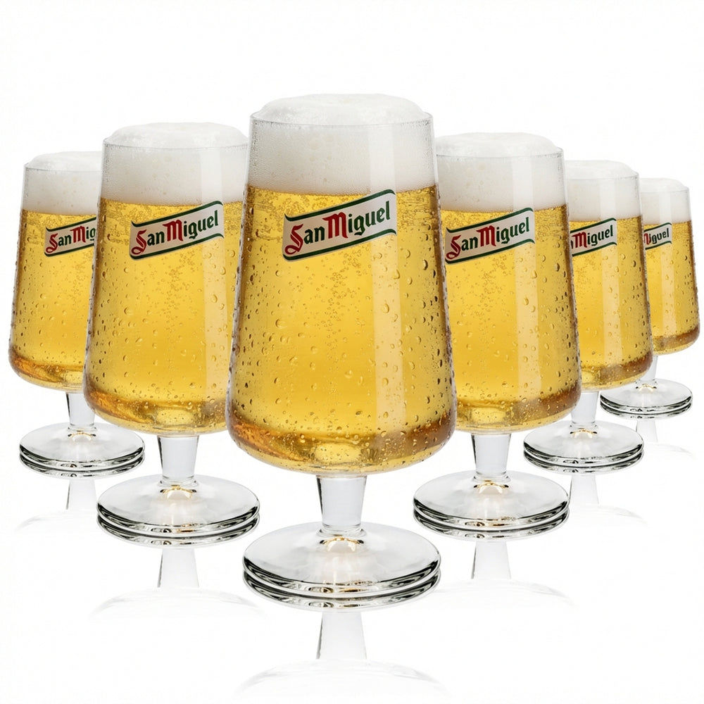 6x San Miguel beer glass 0.25l Copas trophy