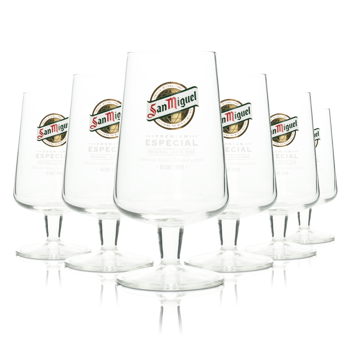 12x San Miguel Beer Glass 0.3l Cup Especial 1890 Crisal Tulip Glasses Copas Beer