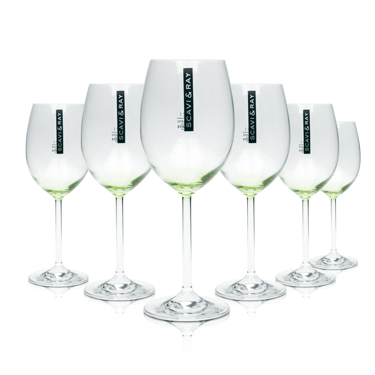 6x Scavi & Ray Glass 0.47l Balloon Green Base Hugo Cocktail Glasses Prosecco Sparkling Wine