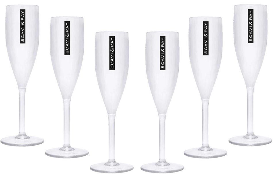 6x Scavi & Ray Sparkling Wine Plastic Glass 0.1l Flute Prosecco Champagne Glasses Acrylic