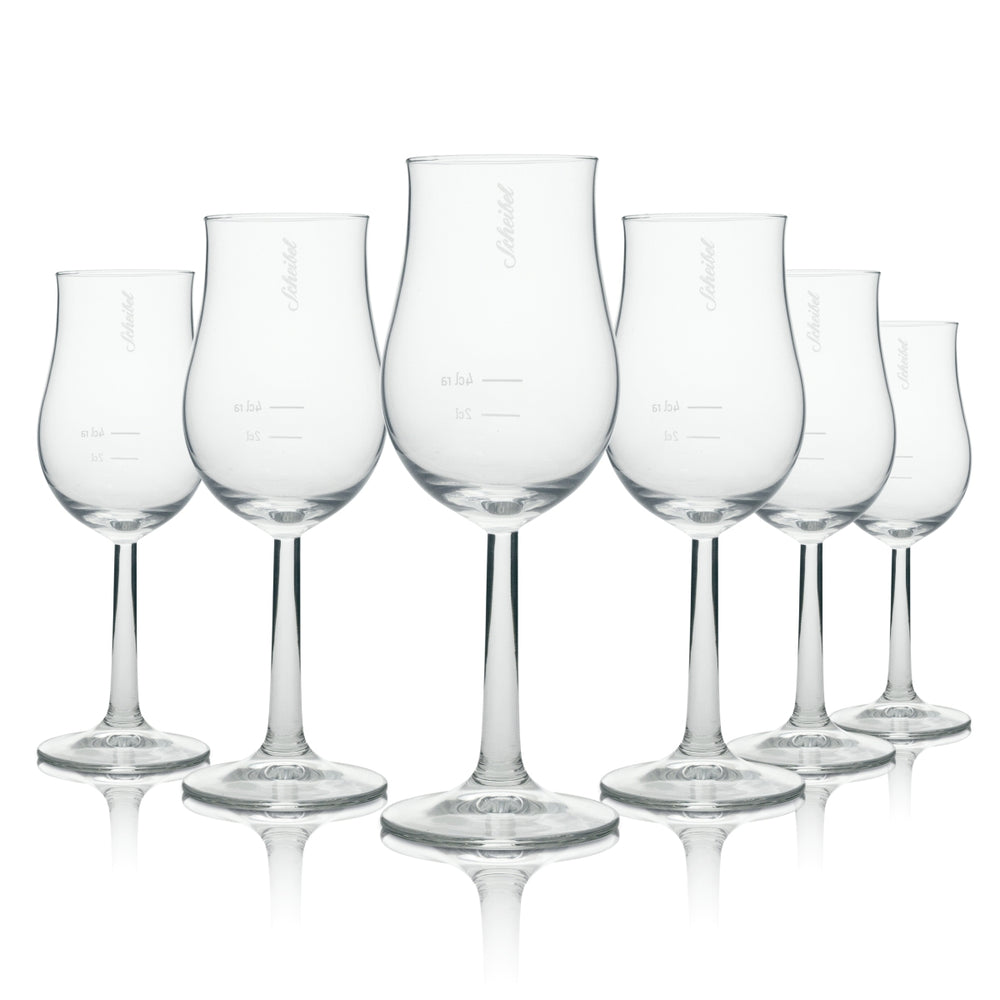 6x Scheibel schnapps glass 0.14 l nosing glass/chalice "Bugatti" with oak