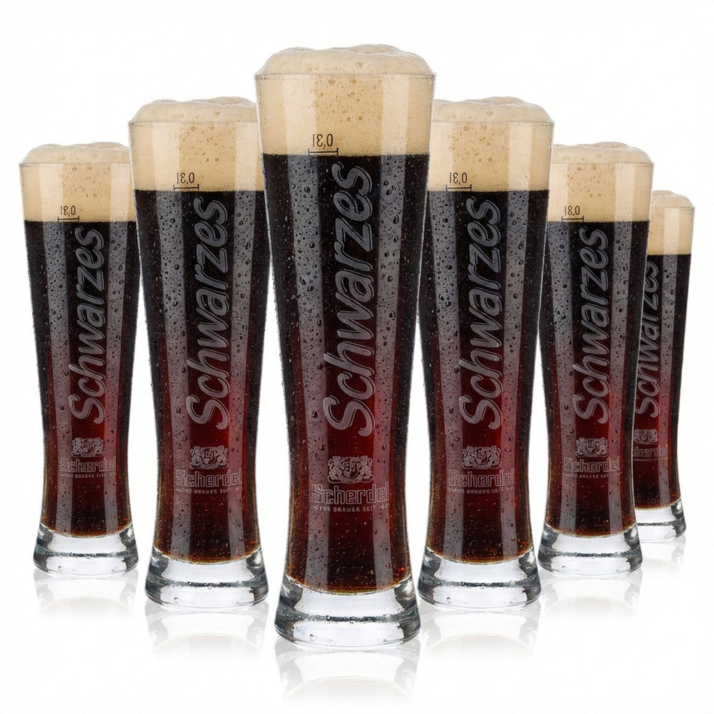 6x Scherdel beer glasses 0.3l goblets "Schwarzes" F.Herb