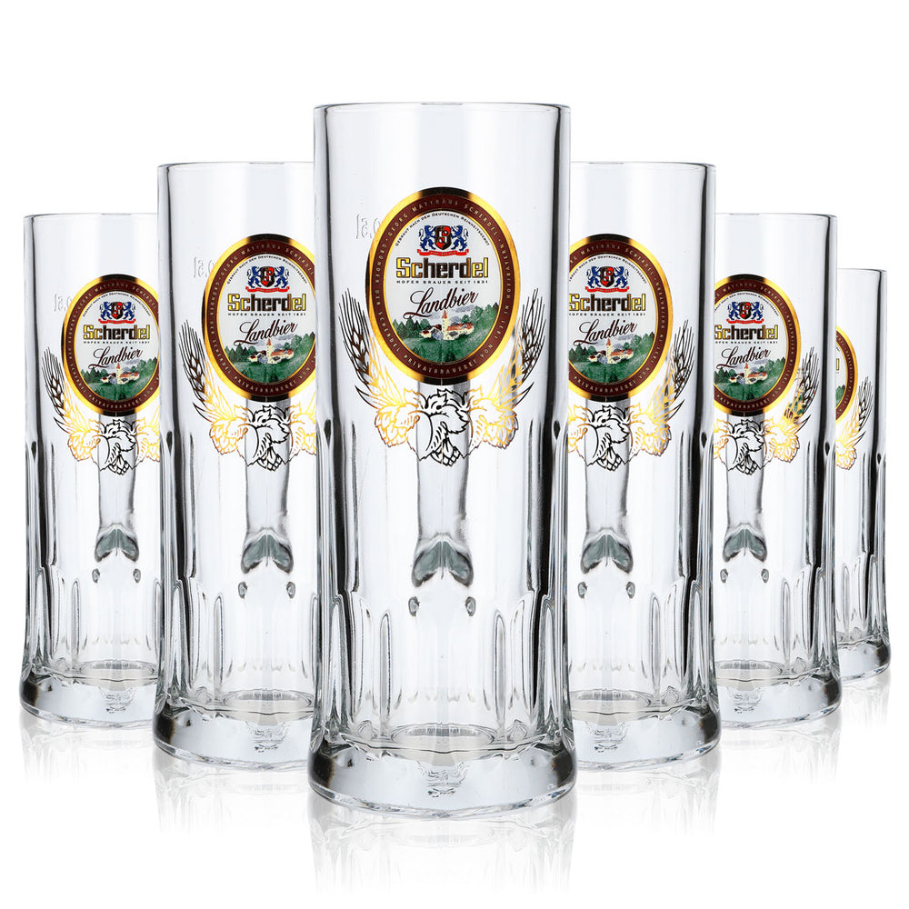 6x Scherdel beer glass beer mug 0.5l jug with gold decoration relief