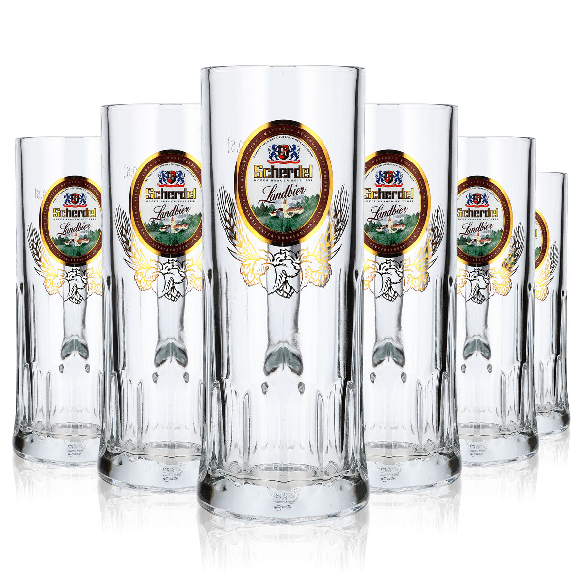 6x Scherdel beer glass beer mug 0.5l jug with gold decoration relief