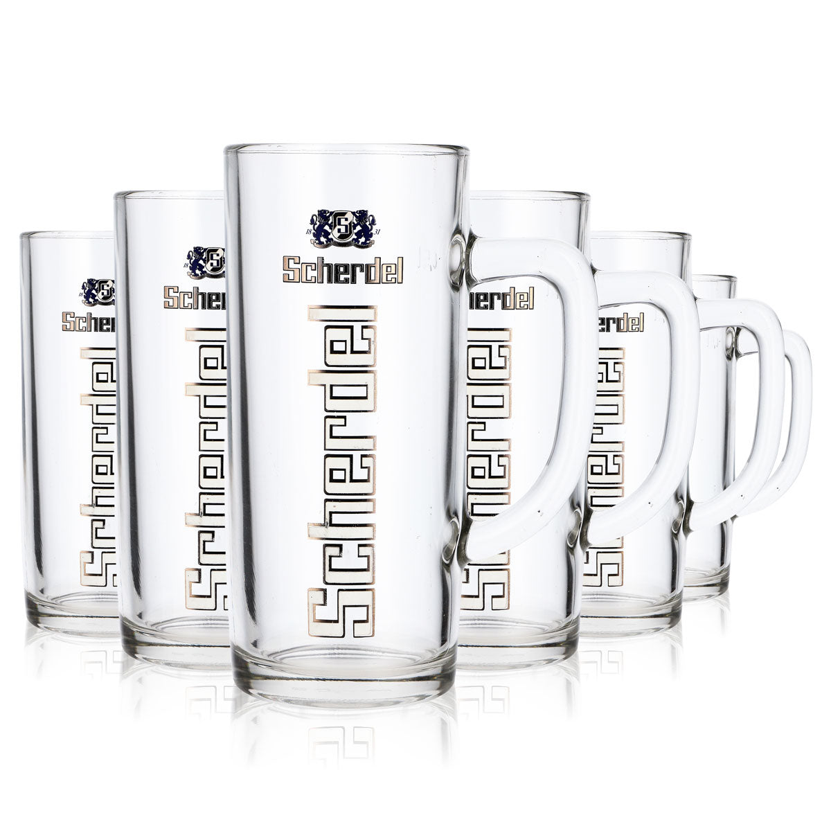 6x Scherdel Beer Glass Beer Mug Beer Tankard 0.5l Jug Vertical Lettering