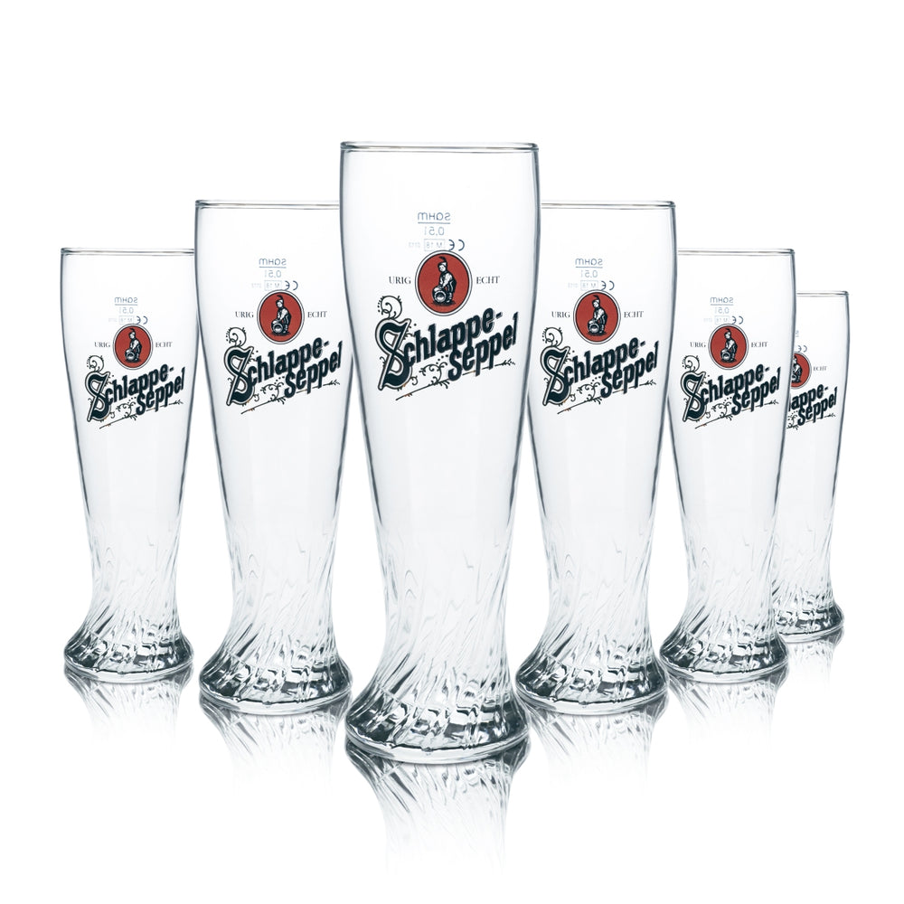 6x Schlappeseppel beer glass 0.5l yeast wheat wheat beer contour glasses Gastro Bräu
