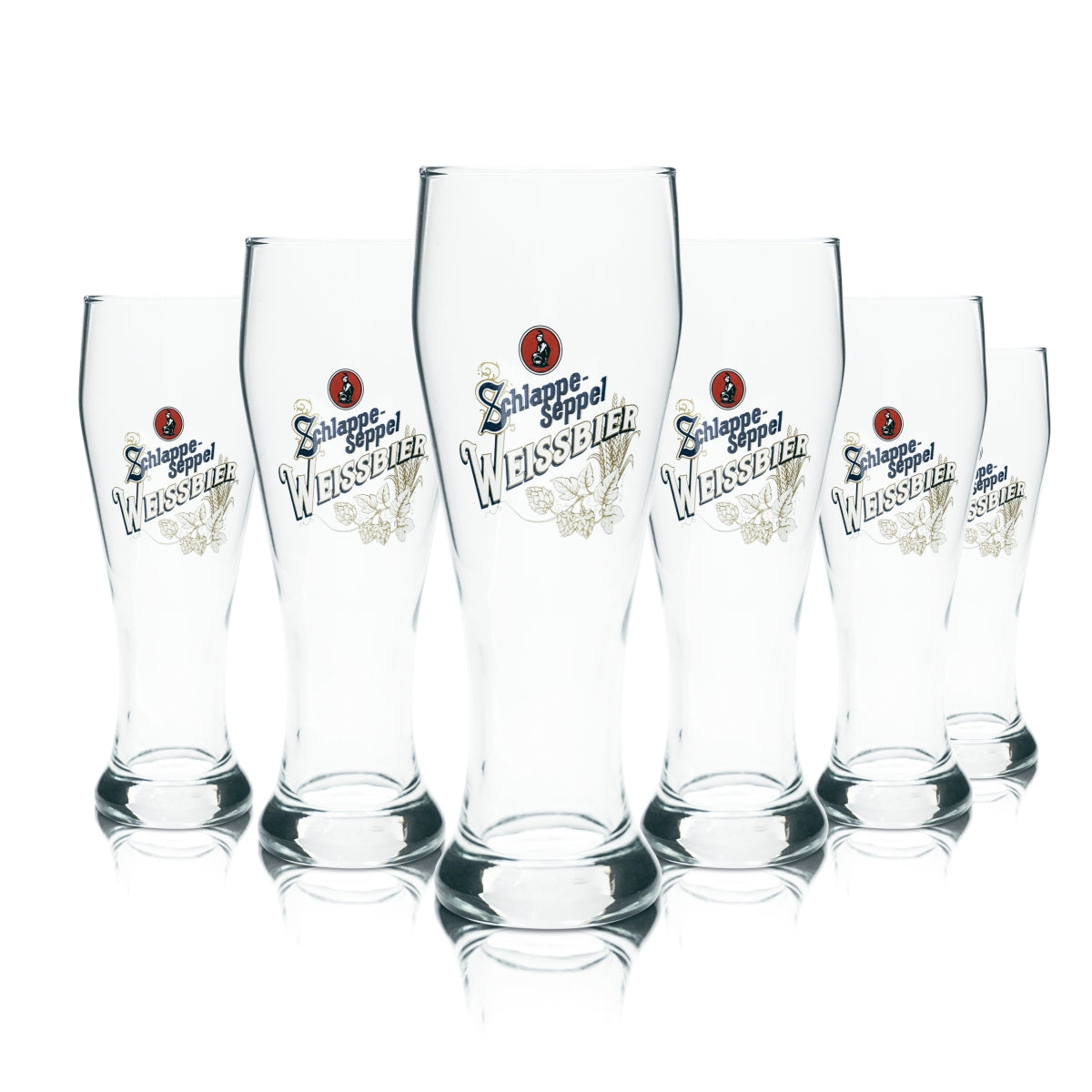 6x Schlappeseppel Glass 0.5l Wheat Beer Yeast Crystal Wheat Glasses Brewery Bavaria