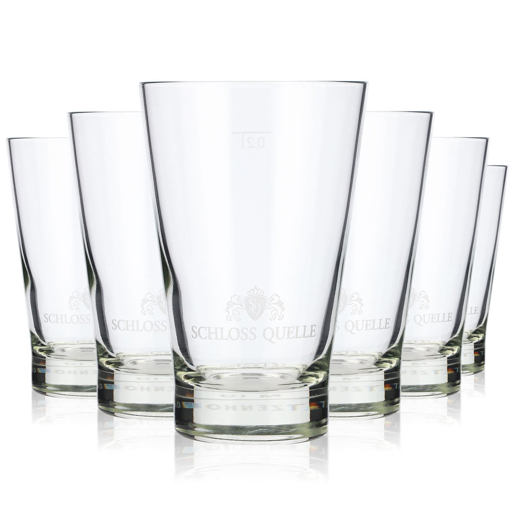 6x Schloss Quelle water glass 0.2l water glasses cups V-shape