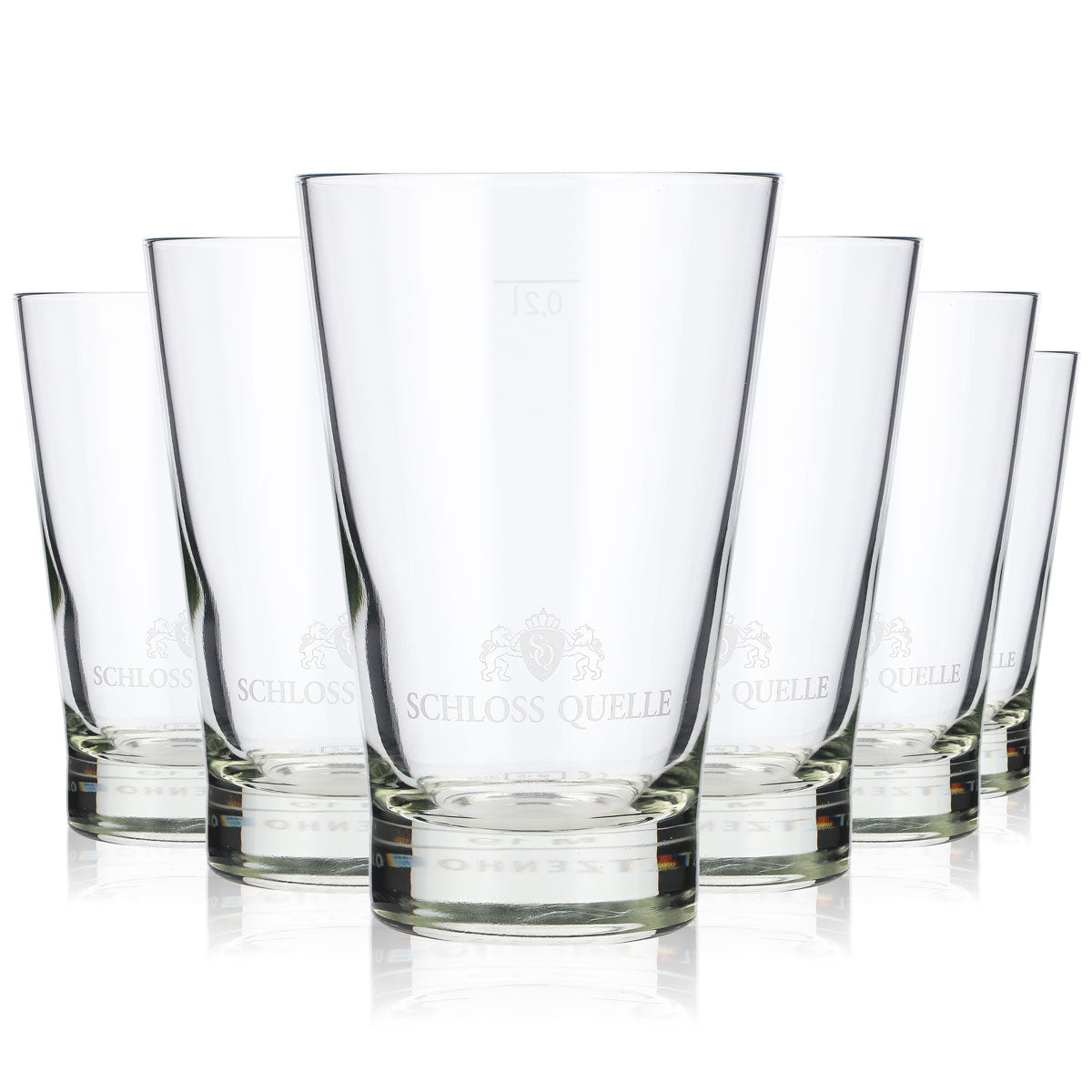 6x Schloss Quelle water glass 0.2l water glasses cups V-shape