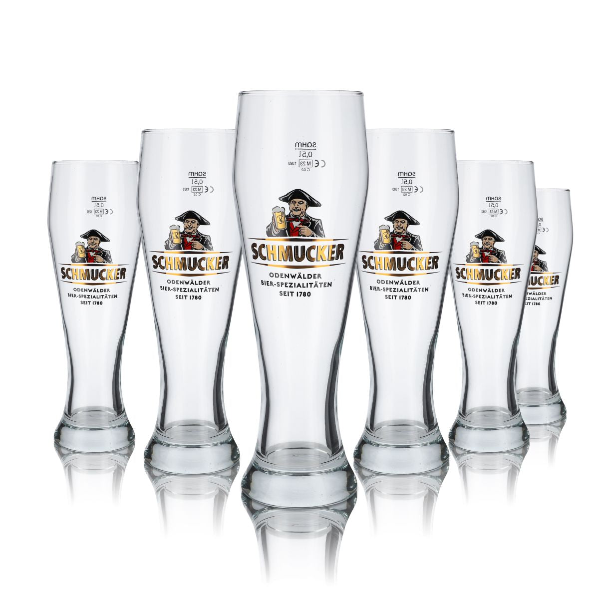 6x Schmucker glass 0.5l wheat beer glass Hefeweizen glass set Odenwälder Brauerei
