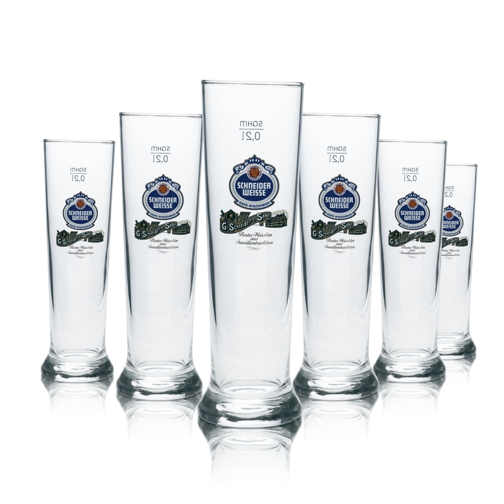 6x Schneider Weisse Beer Glass 0.2l Yeast Wheat Trophy Glasses Gastro Brewery Mass