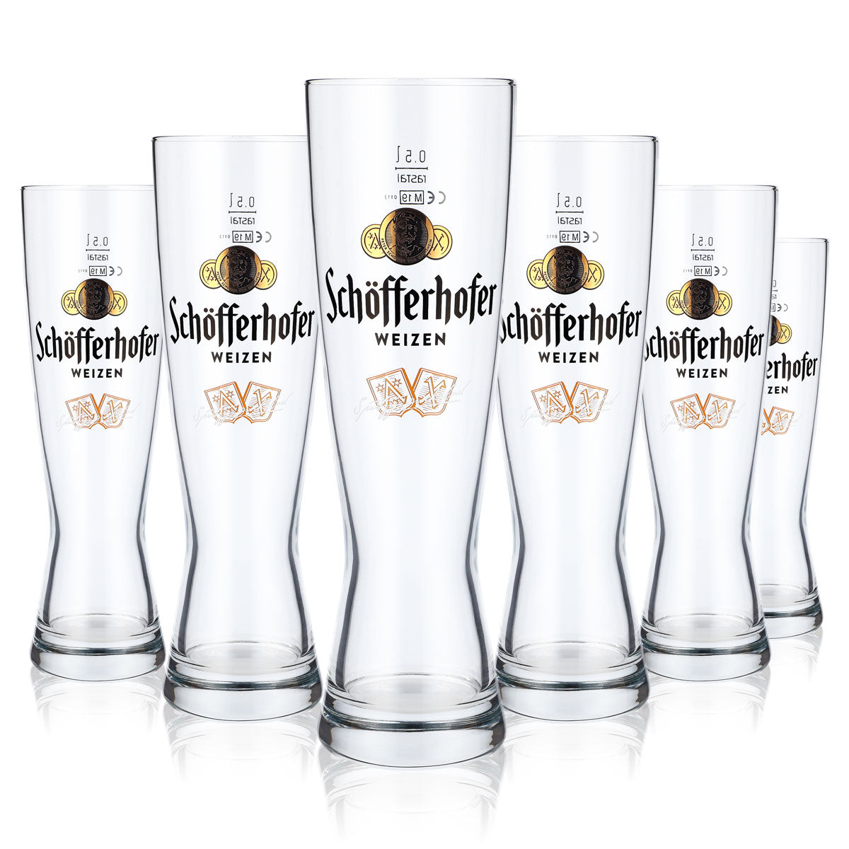 6x Schöfferhofer beer glass 0.5l wheat beer glass "Spritzig Prickelnd" Sahm