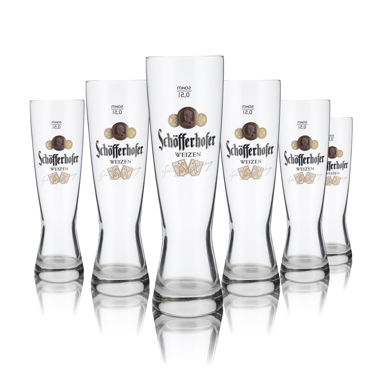 6x Schöfferhofer Glass 0.5l Wheat Beer Glasses Set Bavarian Brewery