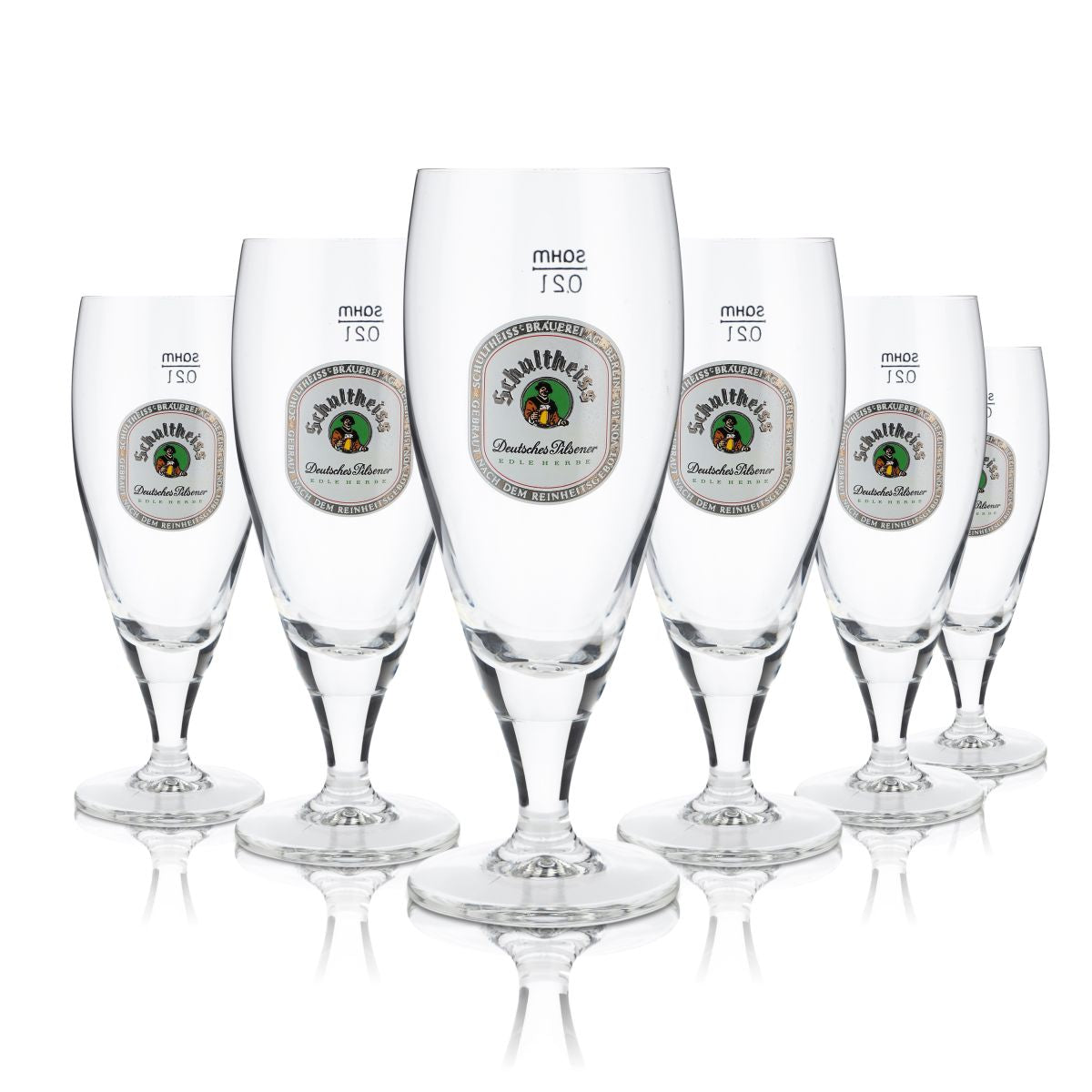 6x Schultheiss Glass 0.2l Beer Glasses Trophy Lager Riva German Pilsner