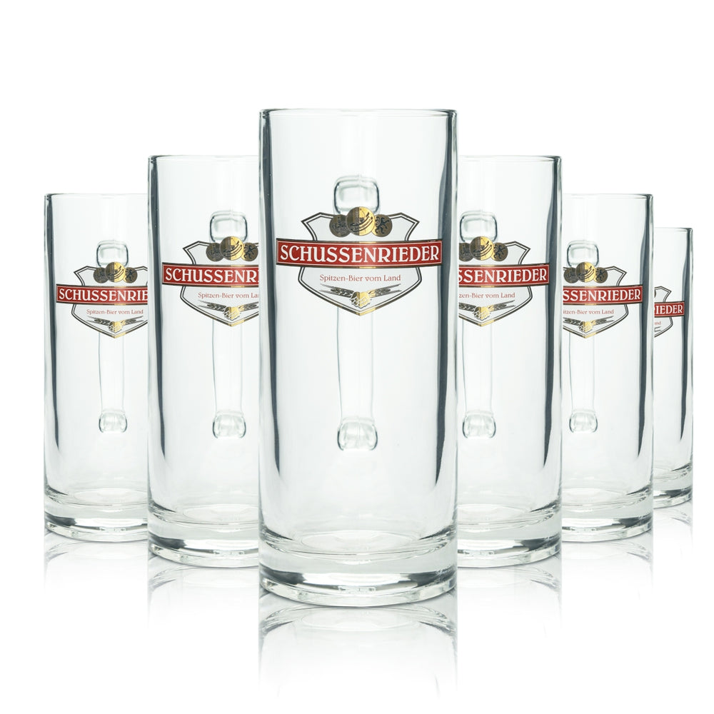 6x Schussenrieder beer glass 0.5l mug, landlord's mug with handle, tankard glasses
