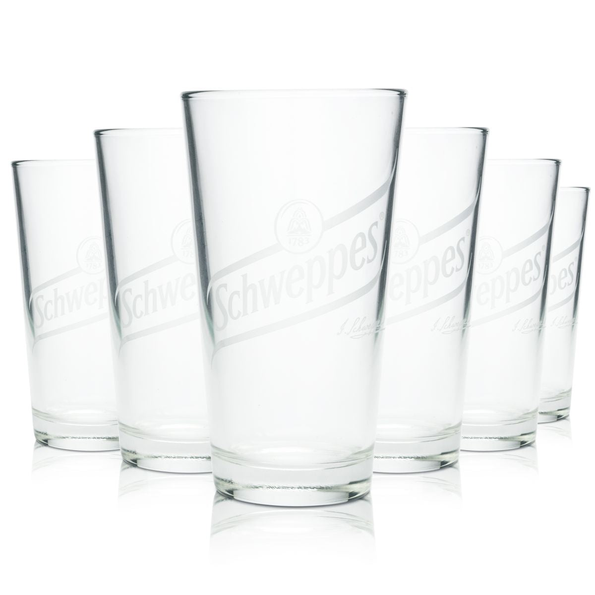 6x Schweppes drinking glass 0.3l Willi beaker glasses V-shape soft drink soda long drink