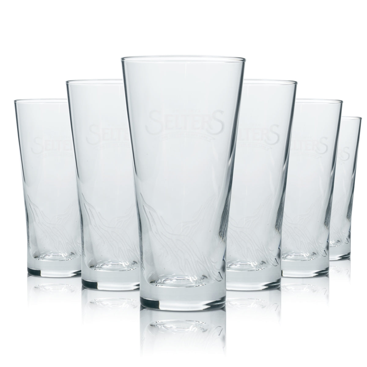 6x Selters water glasses, 0.1 l, V-shaped relief contour, soda, catering, hotel