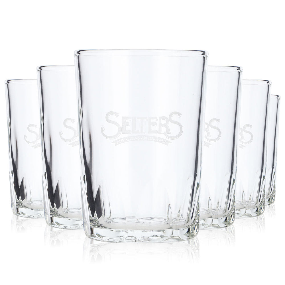 6x Selters Water Glass Water Glasses 0.15l Mug White Lettering