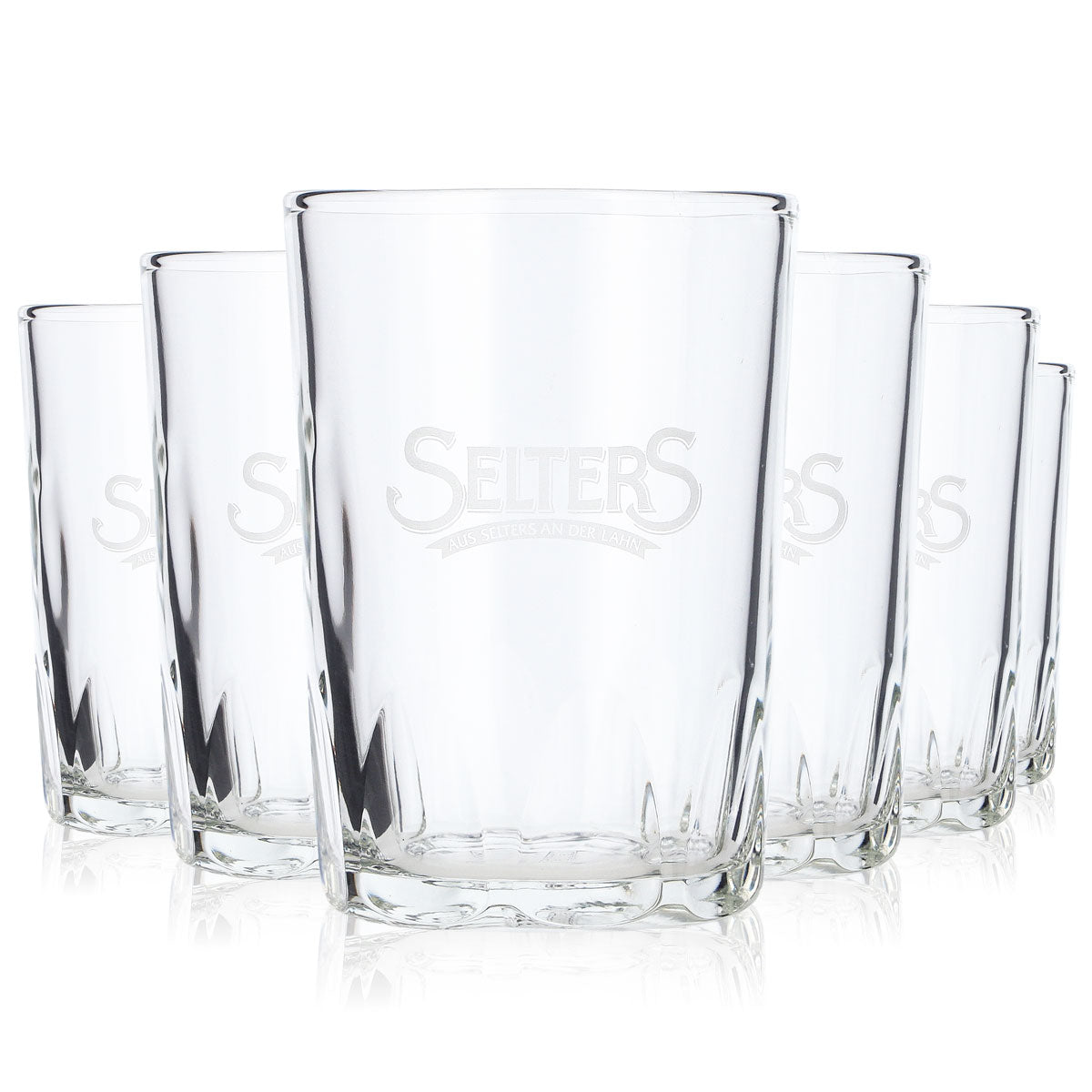 6x Selters Water Glass Water Glasses 0.15l Mug White Lettering