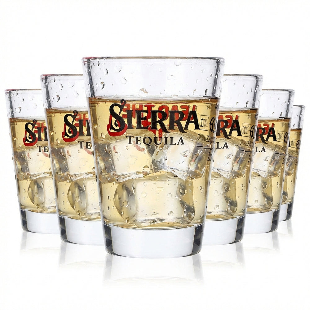 6x Sierra Tequila Shot Glass Stamper Short Party Shot 4cl "Lead the Party"