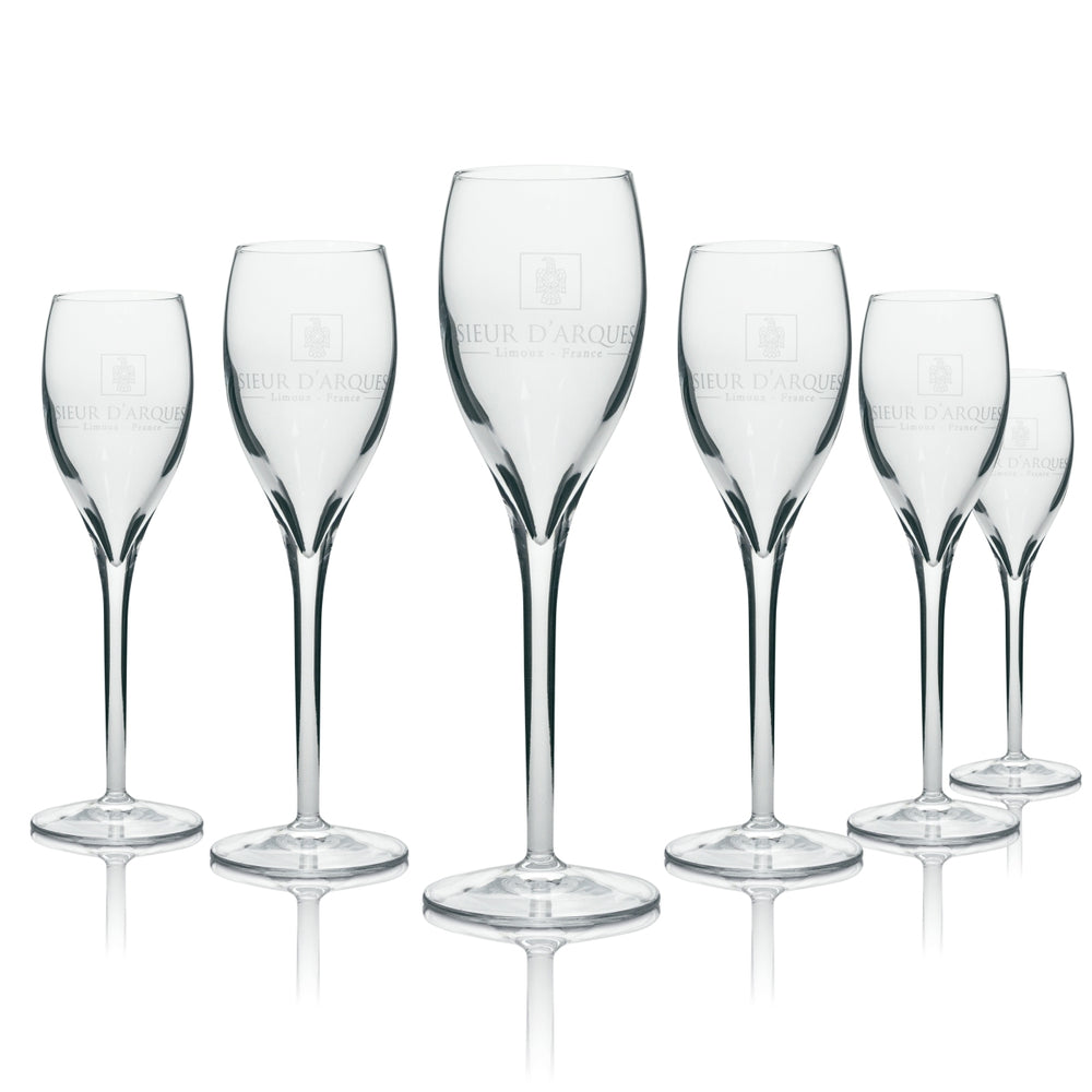 6x Sieur D Arques Sparkling Wine Glass Flute 0.1cl