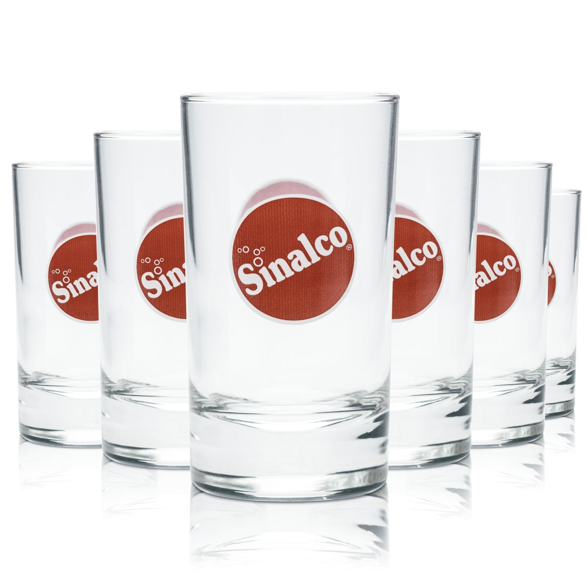 6x Sinalco glass 0.1l cups Glasses Gastro Limo Cola Mix Orange Soft Drink Pub