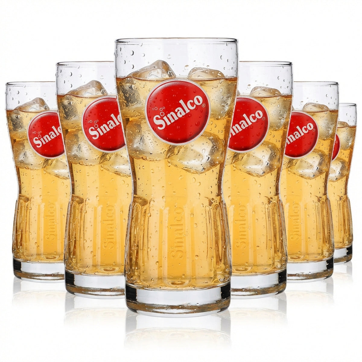 6x Sinalco relief glass lemonade glasses, 0.5 l, round contour, logo, Rastal