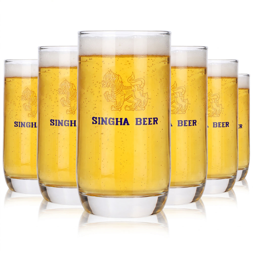 6 Singha Beer Glasses, 0.3 L, Singha Beer Glasses, Willibecher (Set of 6)