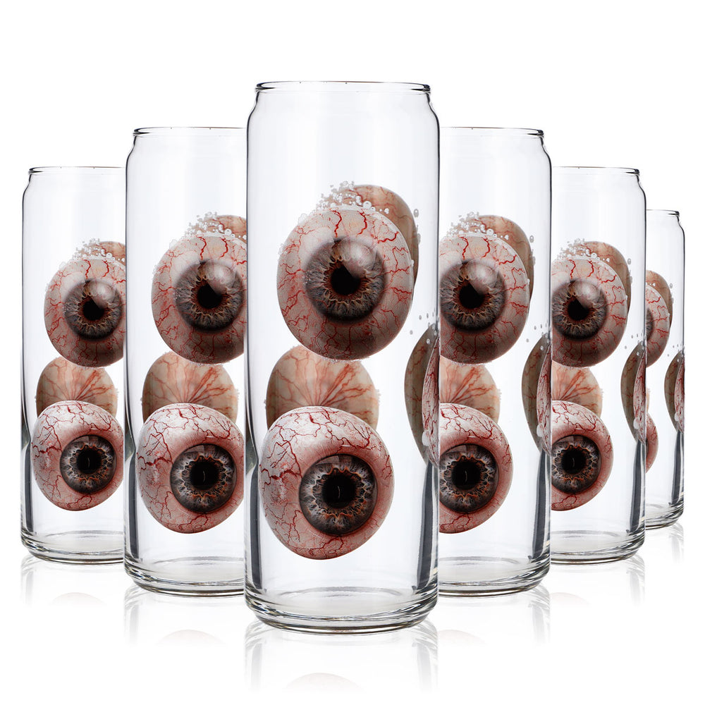 6x Sipply Drinking Glass with Halloween Eyes Motif as UV Print Can Glass 370ml