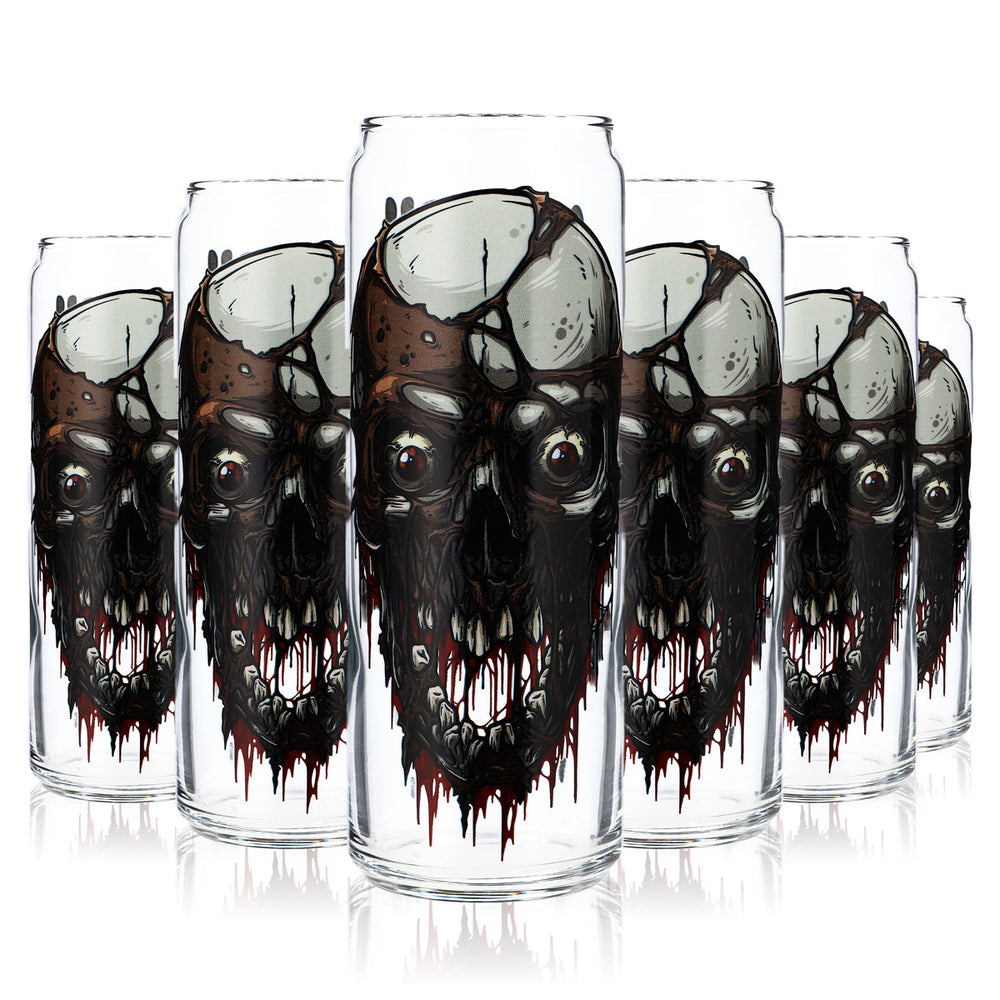 6x Sipply Drinking Glass with Halloween Skull Motif XL as UV Print Can Glass 370ml