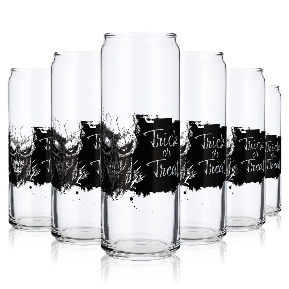 6x Sipply Drinking Glass with Halloween Trick or Treat Design as UV Print Can Glass 370ml