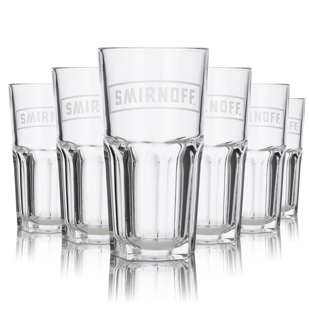 6x Smirnoff Glass 0.3l Long Drink Cocktail Aperitif Glass Set Contour Glass Gastro