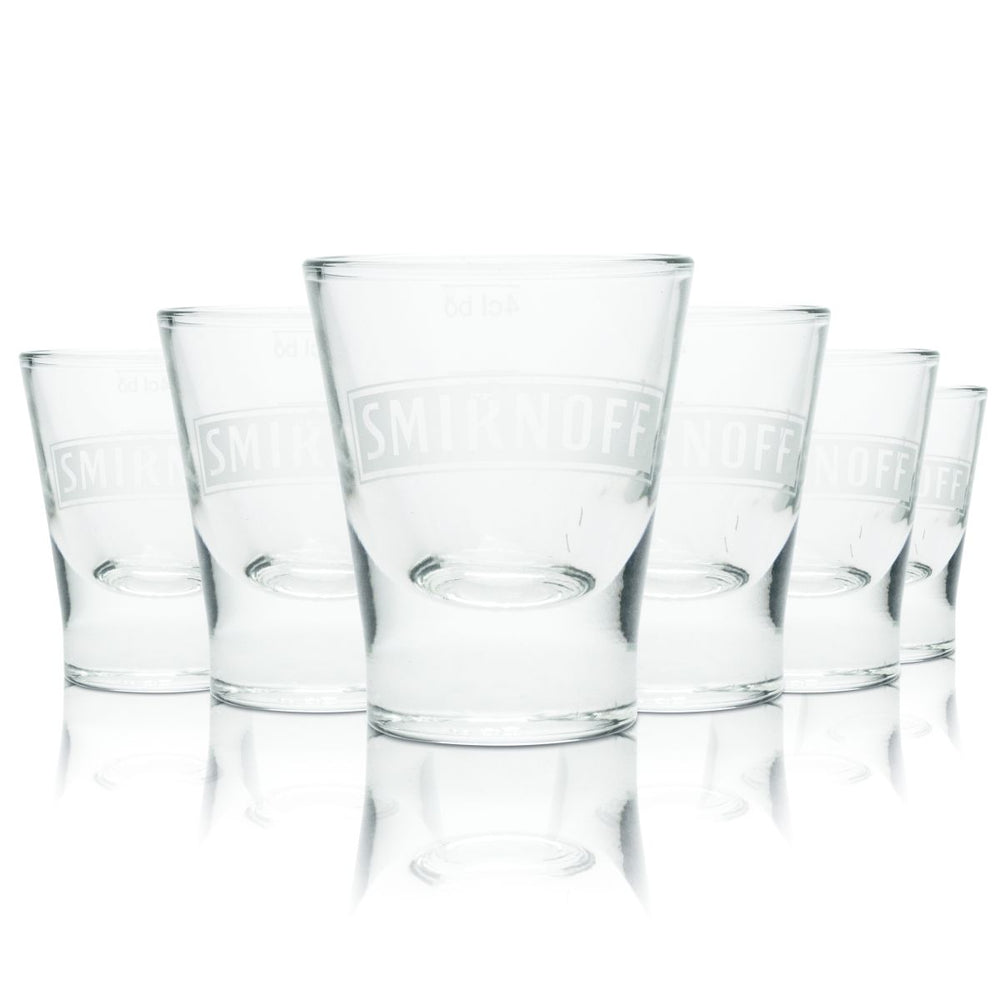 6x Smirnoff shot glasses, 5.5 cl, shot glass, short glass, shot glass set, vodka glass