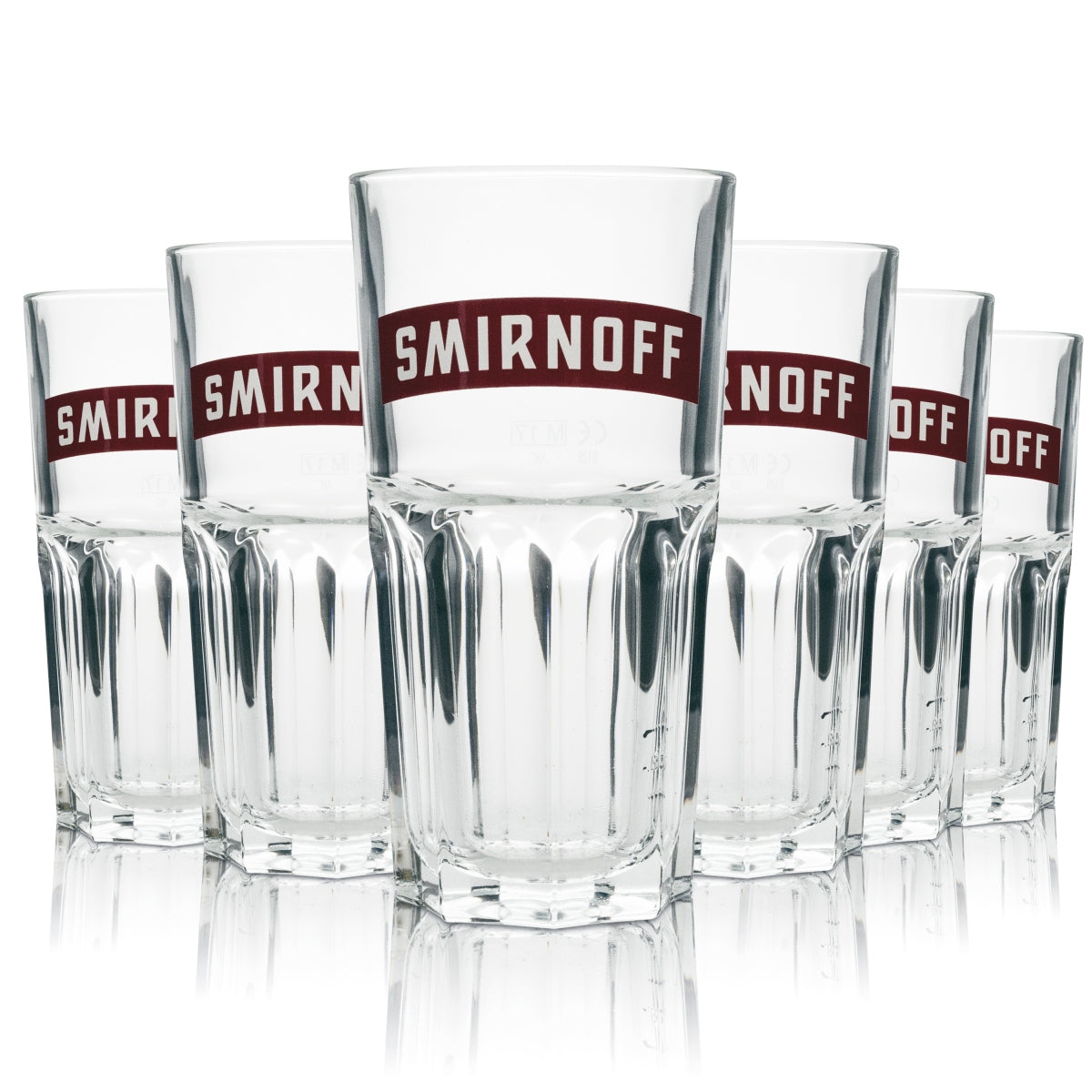6x Smirnoff Vodka Glass 0.29l Long Drink Red Lettering