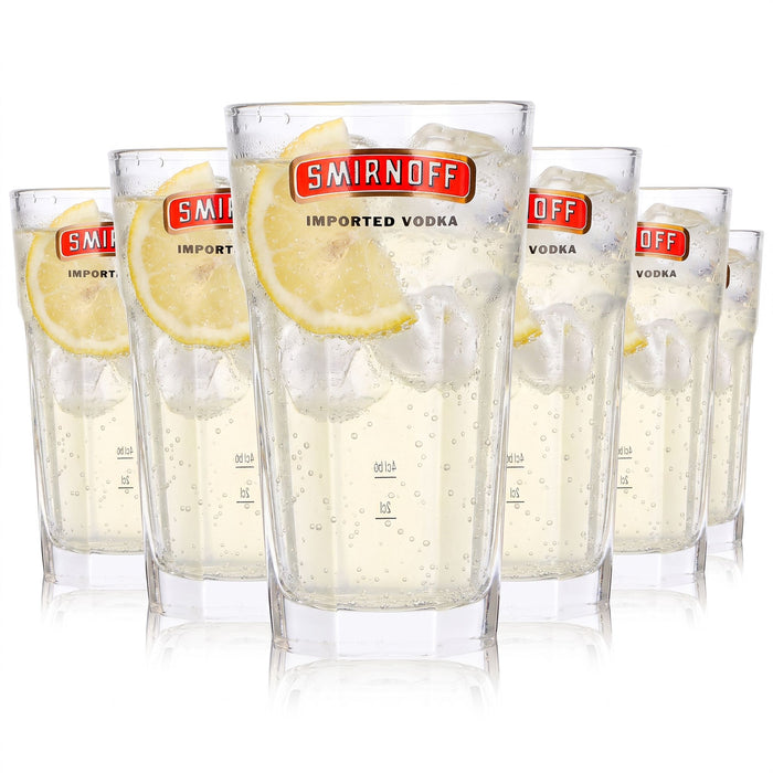 6x Smirnoff Vodka Glasses 2cl + 4cl Longdrink Imported Vodka Red Logo