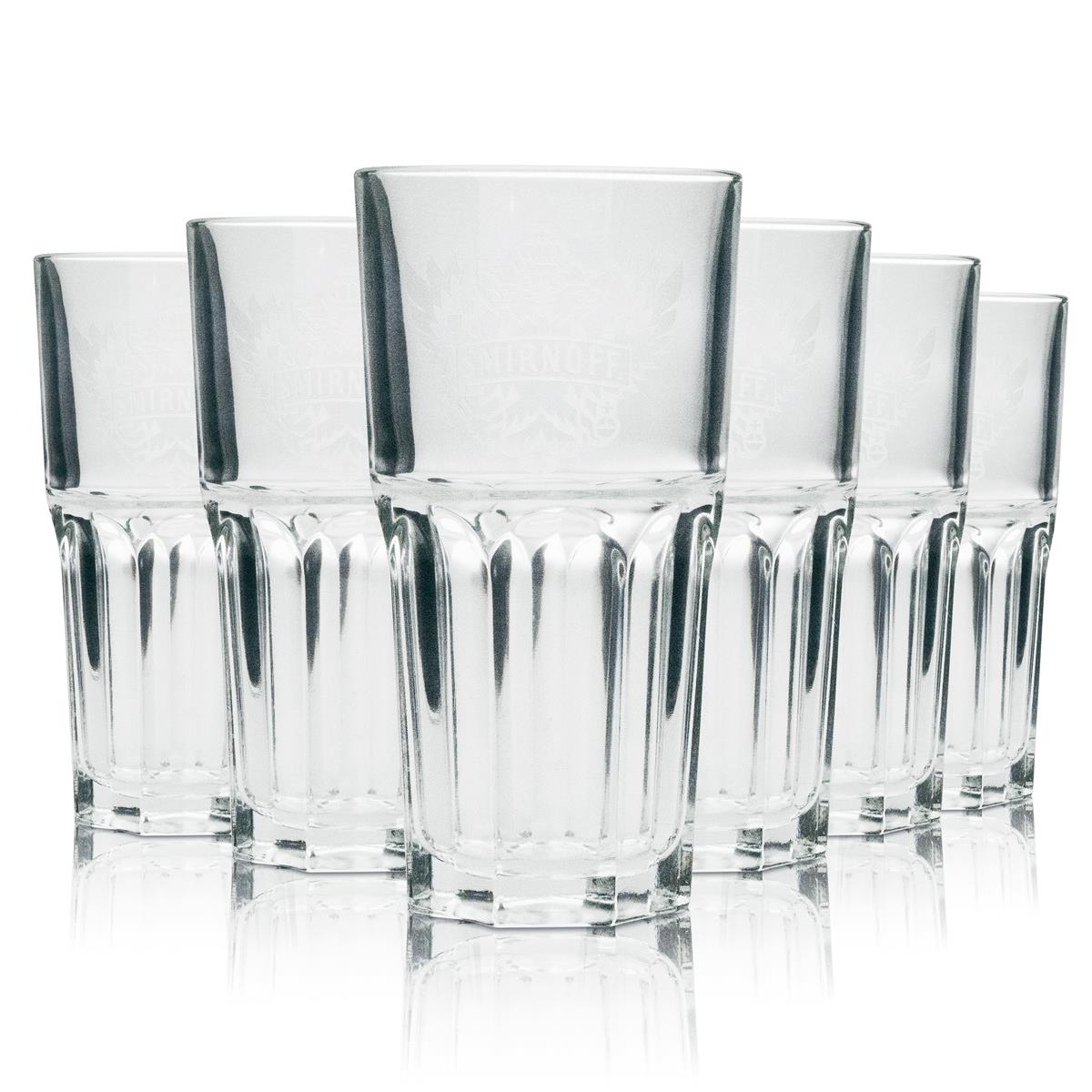6x Smirnoff Vodka Long Drink Glass with White Logo