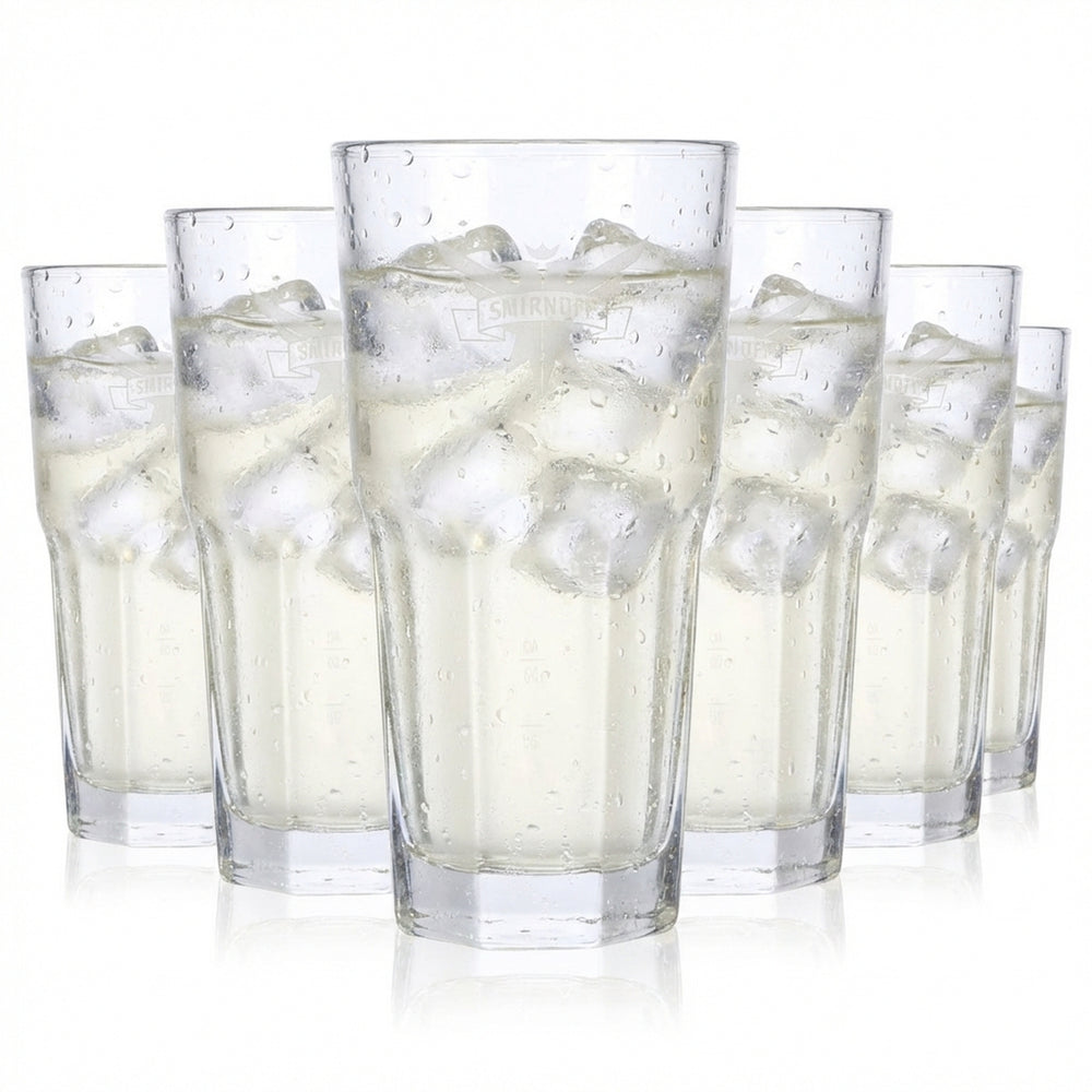6x Smirnoff Vodka Glass Vodka Glasses 0.3l Long Drink Glass Logo Satin Finish