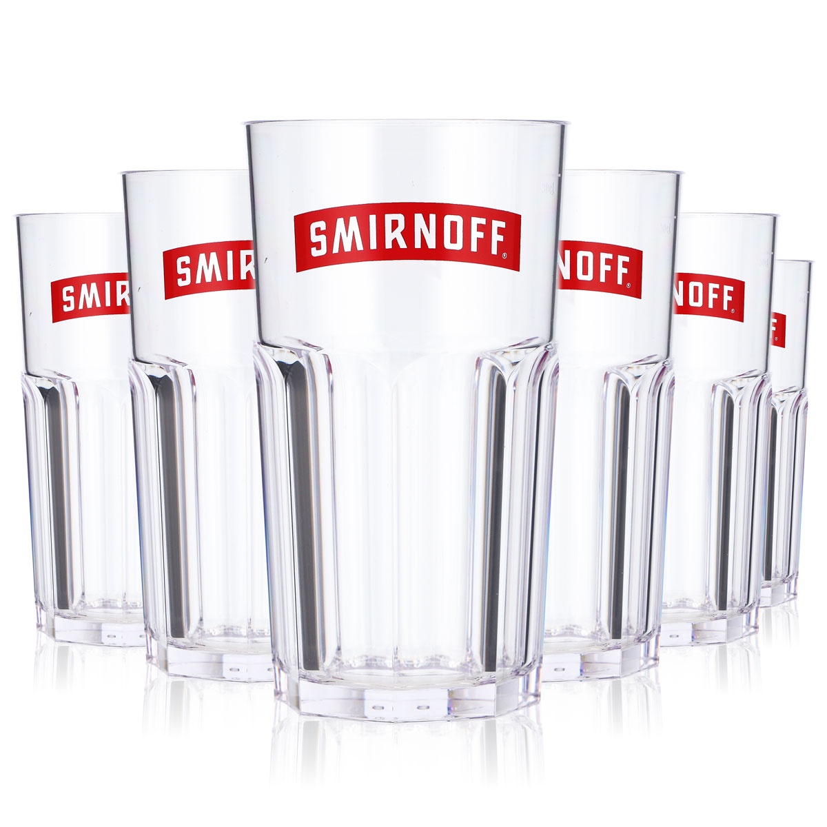 6x Smirnoff Vodka reusable cups Party cups Acrylic/plastic red logo