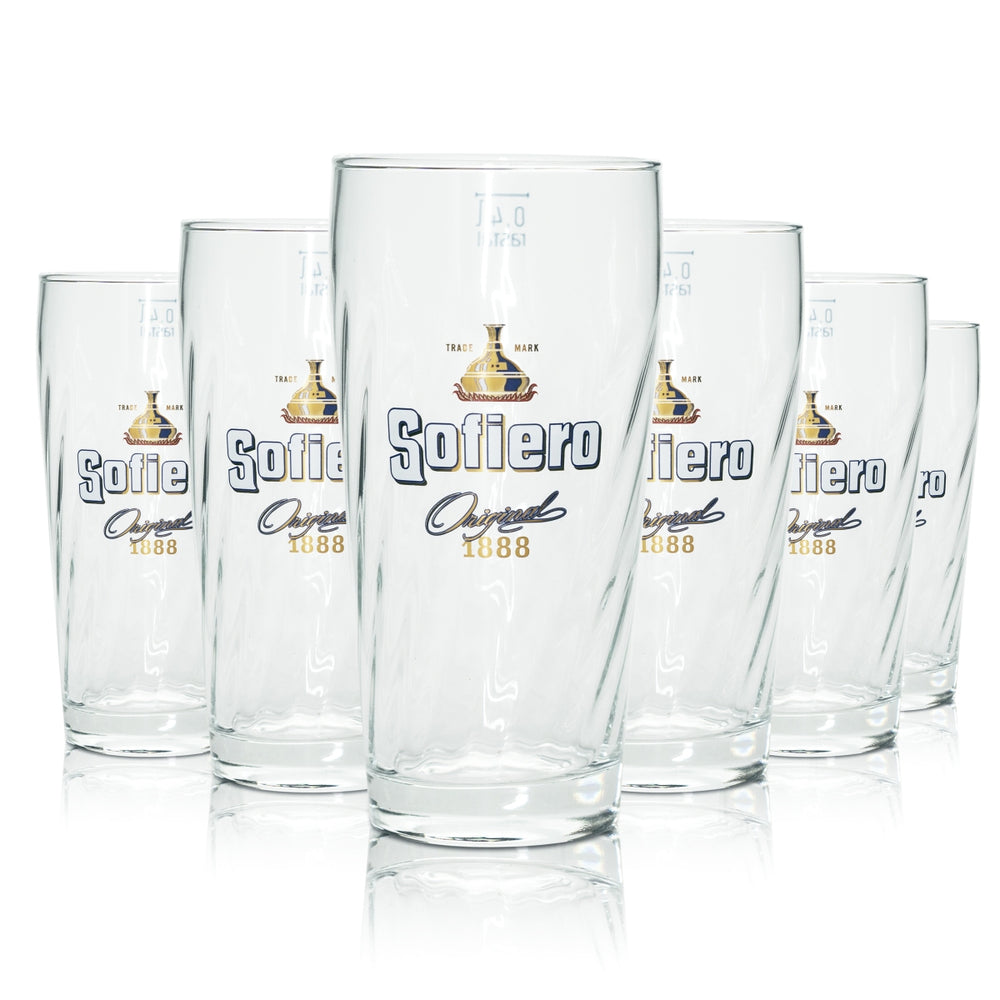 6x Sofiero Beer Glass 0.4l Willi Mug 1888 Swedish Strong Beer Glasses Relief