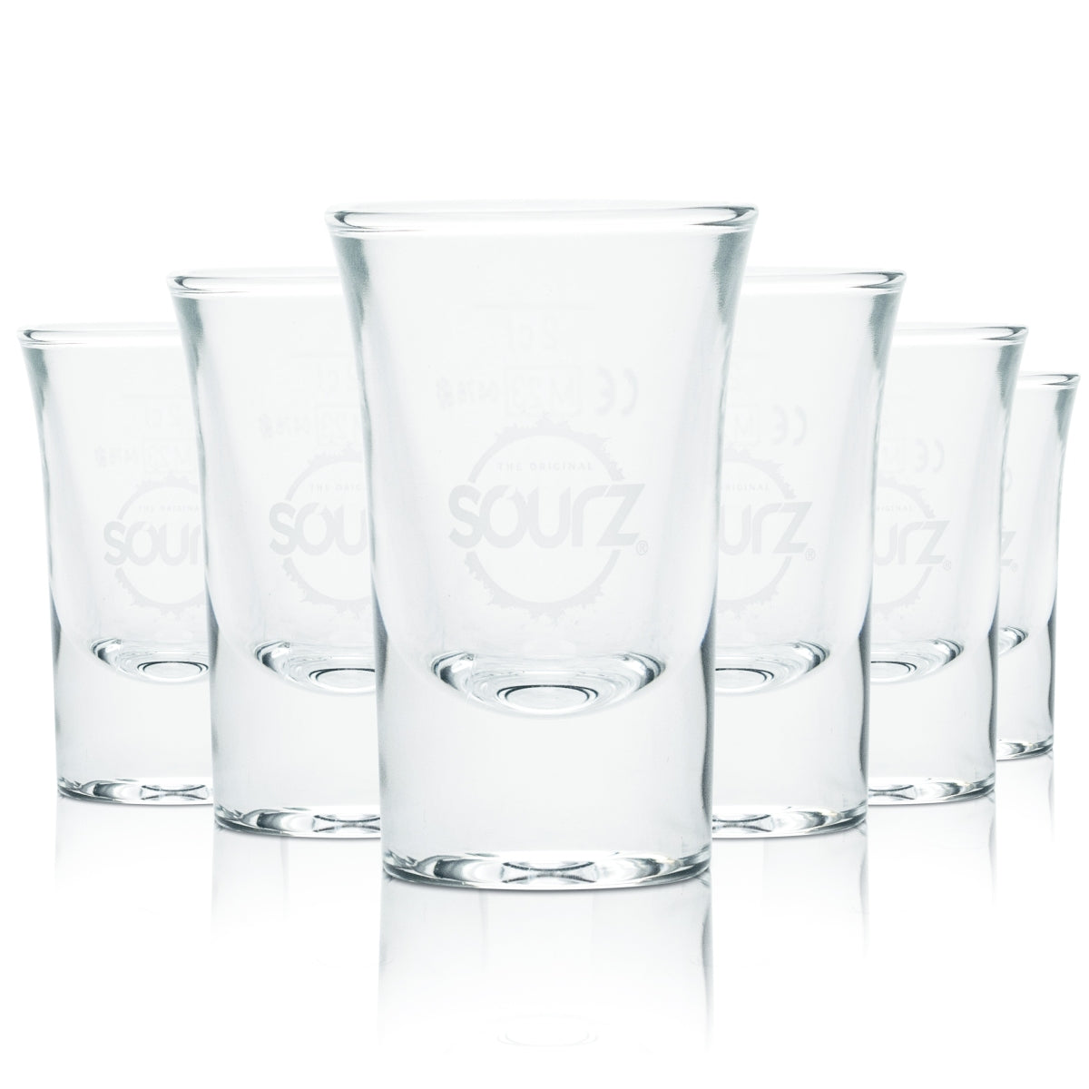 6x Sourz Glass 2cl Short Shot Schnapps Glasses Gastro Calibrated Whiskey Apple Berry