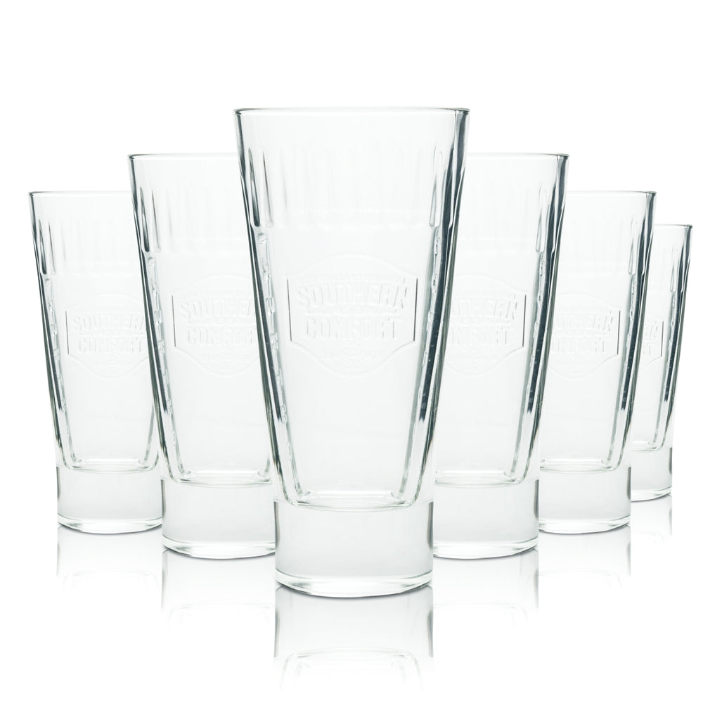 6x Southern Comfort Whiskey Glass 0.3l Long Drink Relief Cocktail Glasses Contour