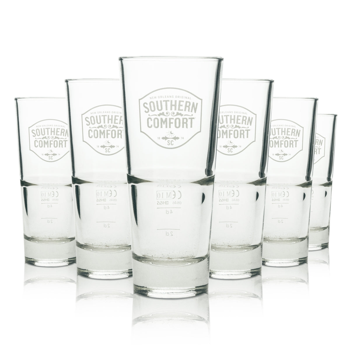 6x Southern Comfort Whiskey Glass Long Drink White Logo 296ml