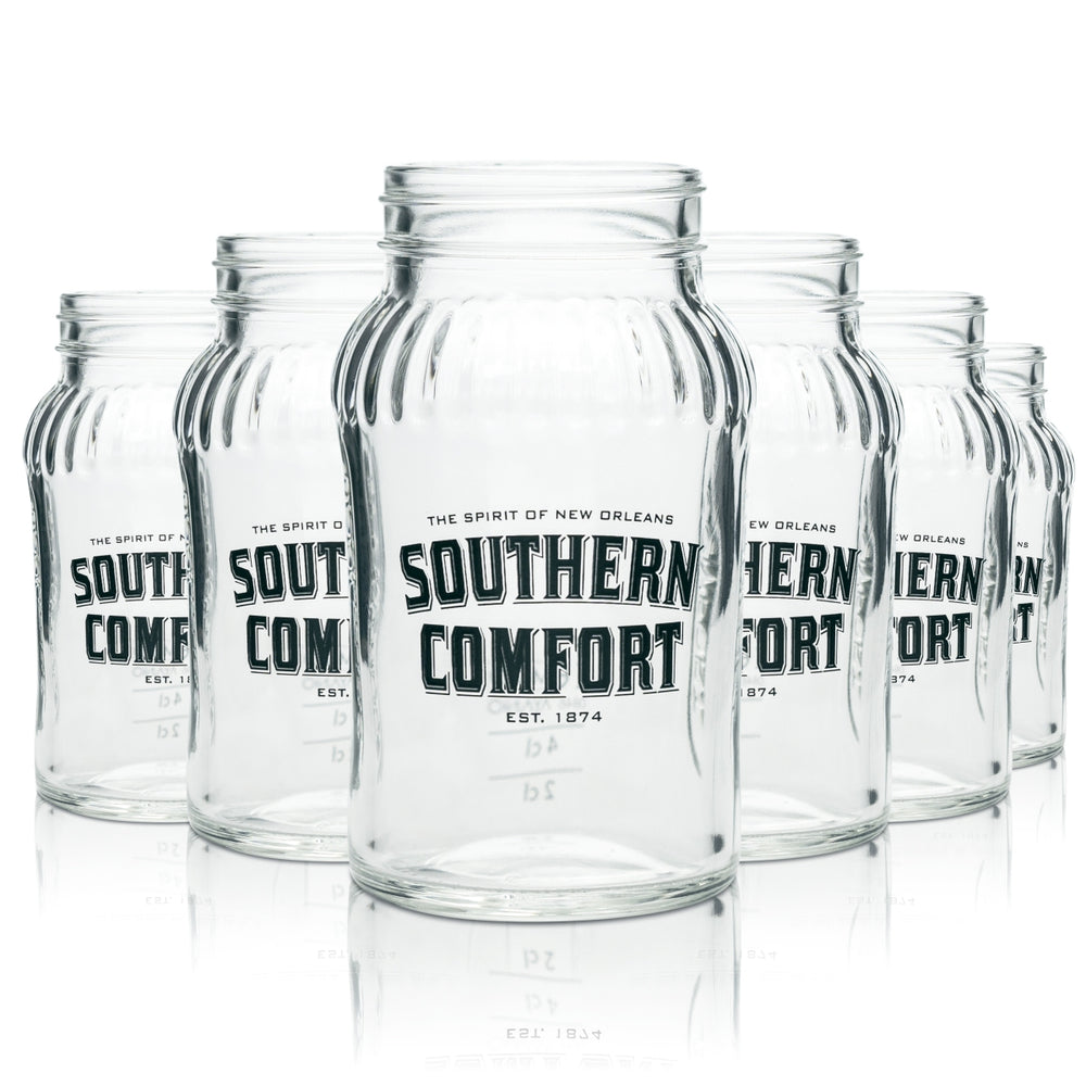 6x Southern Comfort Whiskey Glass Mason Jar 330ml Screw Cap Glasses Long Drink