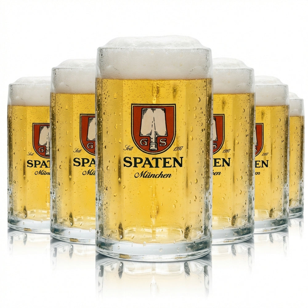 6x Spaten beer glass 0.3l mug Brema Seidel glasses mugs Henkel tankards Beer