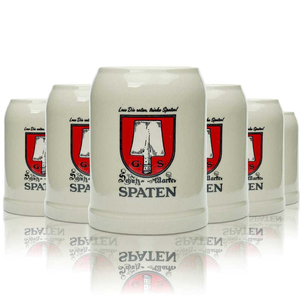 6x Spaten beer mug 0.5l clay mug ceramic stoneware glass brewery tankard