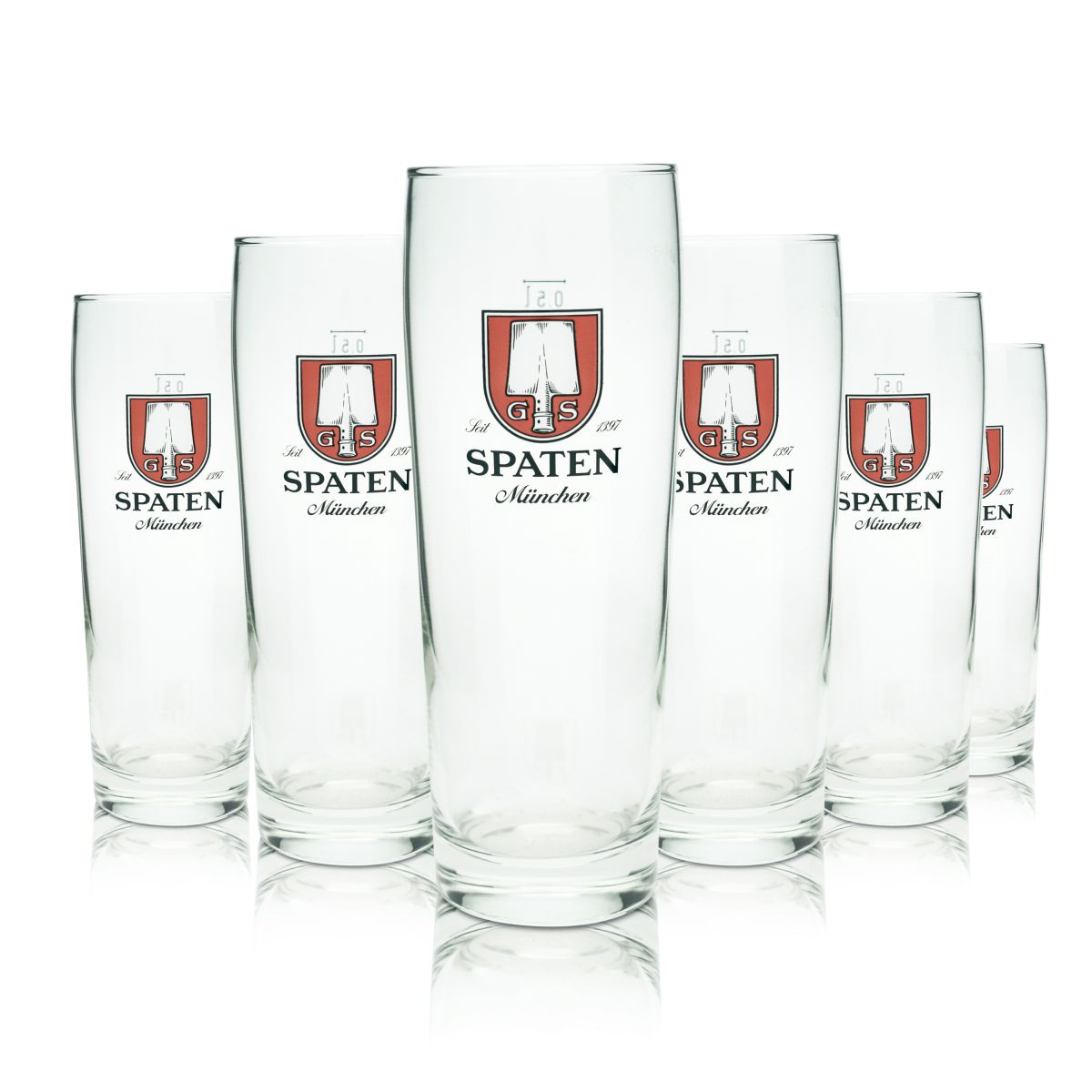 6x Spaten beer glass 0,5l Löwenbecher Helles Gläser Set Brauerei München Bayern